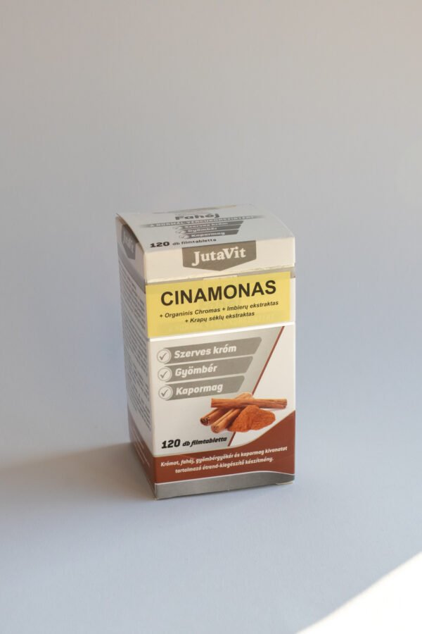 JUTAVIT CINAMONAS + Organinis Chromas + Imbierų ekstraktas + Krapų sėklų ekstraktas 120 tablečių