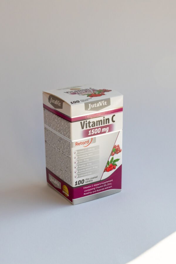 Jutavit vitaminas C 1500 mg + D3 + cinkas + erškėtuogė + acerola, 100 tablečių