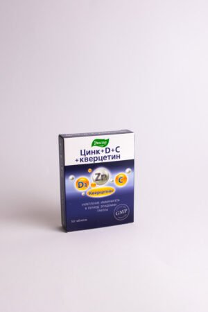 Evalar cinkas + vitaminas D + vitaminas C + kvercetinas, 50 tablečių