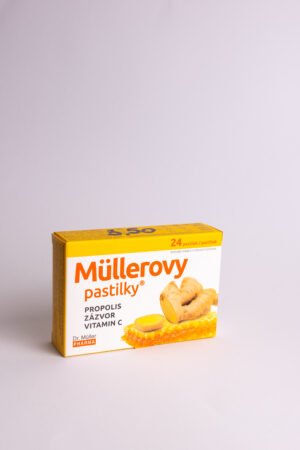 Maisto papildas DR. MULLER pastilės gerklei su propoliu, imbieru, vitaminu C, 24 pastilės