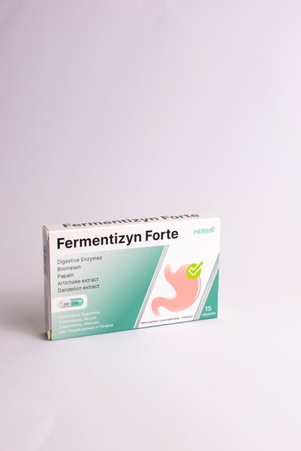 Maisto papildas virškinimui ir kepenims Fermentizyn Forte, 15 kapsulių